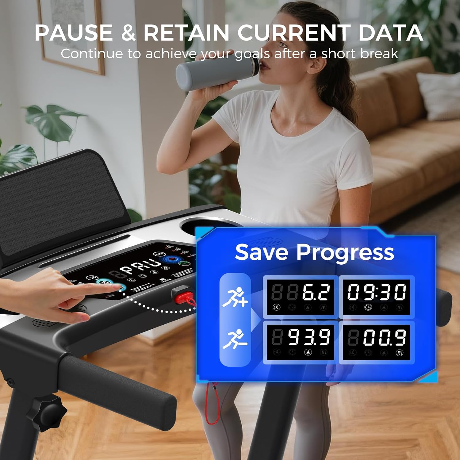Treadmill with Incline 3-in-1 Portable Treadmills for Home Small, Incline Walking Pad Treadmill with Handle Bar, Walking Pad Foldable with 3.0HP Quiet Brushless, LED Dispay, 300LBS Capacity