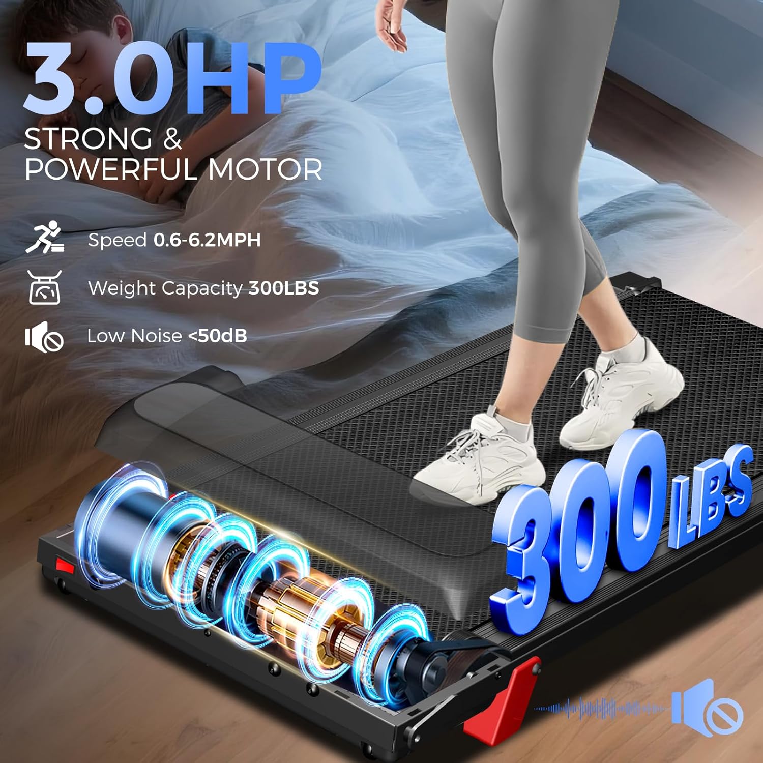 Treadmill with Incline 3-in-1 Portable Treadmills for Home Small, Incline Walking Pad Treadmill with Handle Bar, Walking Pad Foldable with 3.0HP Quiet Brushless, LED Dispay, 300LBS Capacity