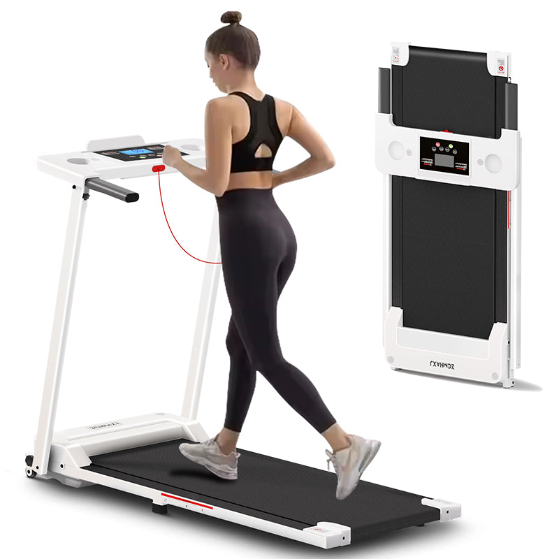 Portable household electric folding treadmill with handle (capacity 300 pounds), walking pad treadmill, walking pad with LED display