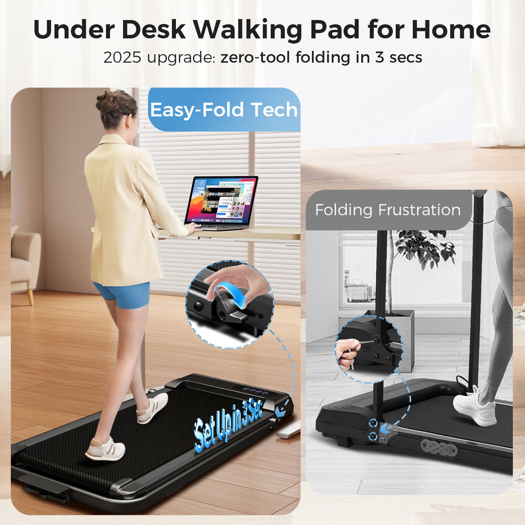 Tomile Walking Pad for Home/Office, Folding Treadmill 2.5HP, Under Desk Treadmill with Remote, 320 lbs Weight Capacity