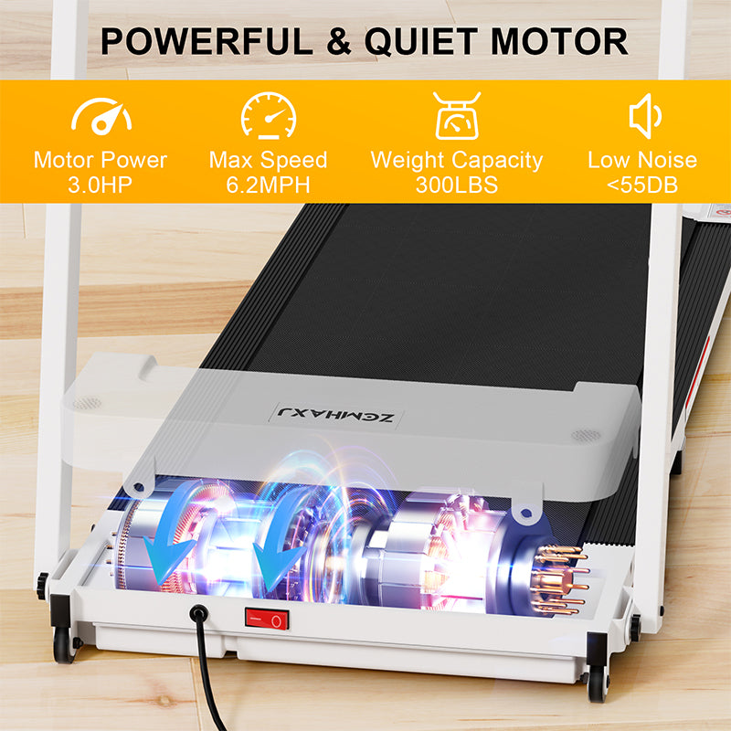 Portable household electric folding treadmill with handle (capacity 300 pounds), walking pad treadmill, walking pad with LED display