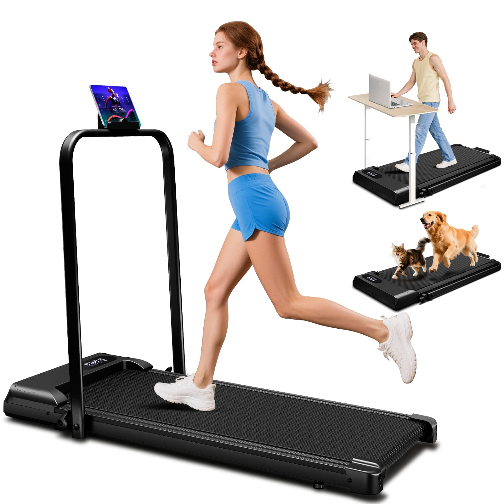 Portable Folding Treadmill 3.0HP - 300lbs Home Walking Pad