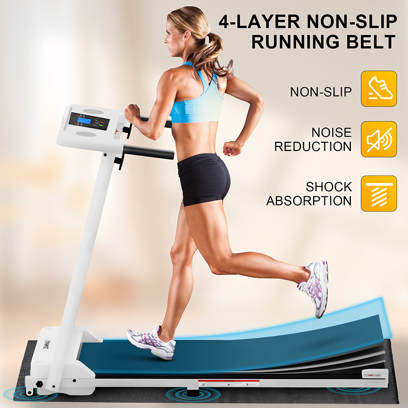 3.0HP Foldable Treadmill with Handrails - 300lbs Capacity Walking