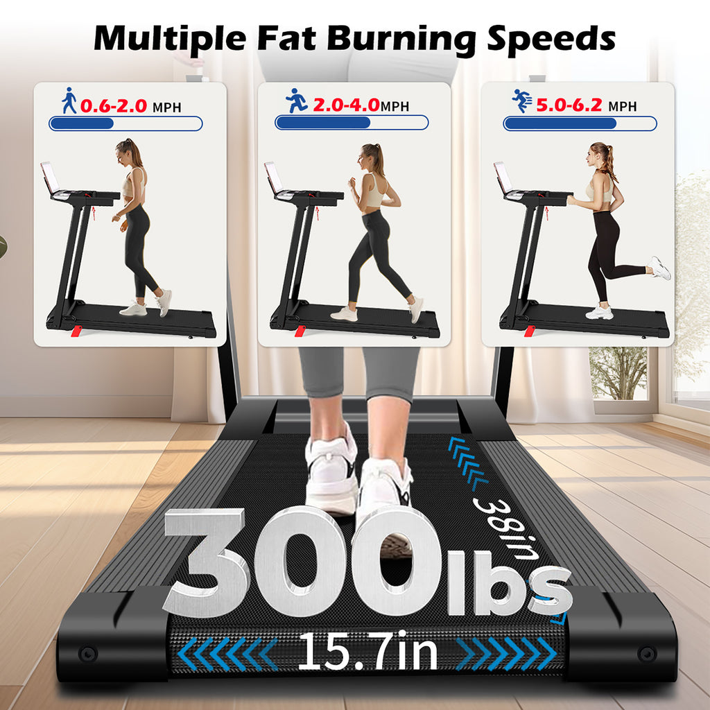 Tomile Foldable Electric Treadmill for Home, 3.0 HP Portable Treadmill with Incline for Running Exercise, 300 lb Capacity