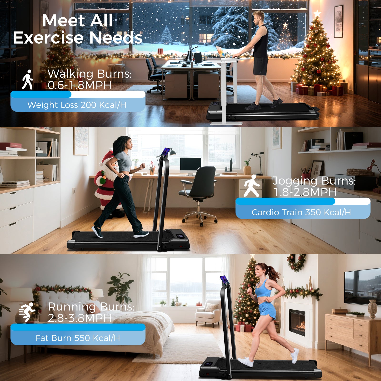 Tomile Walking Pad for Home/Office, Folding Treadmill 2.5HP, Under Desk Treadmill with Remote, 320 lbs Weight Capacity