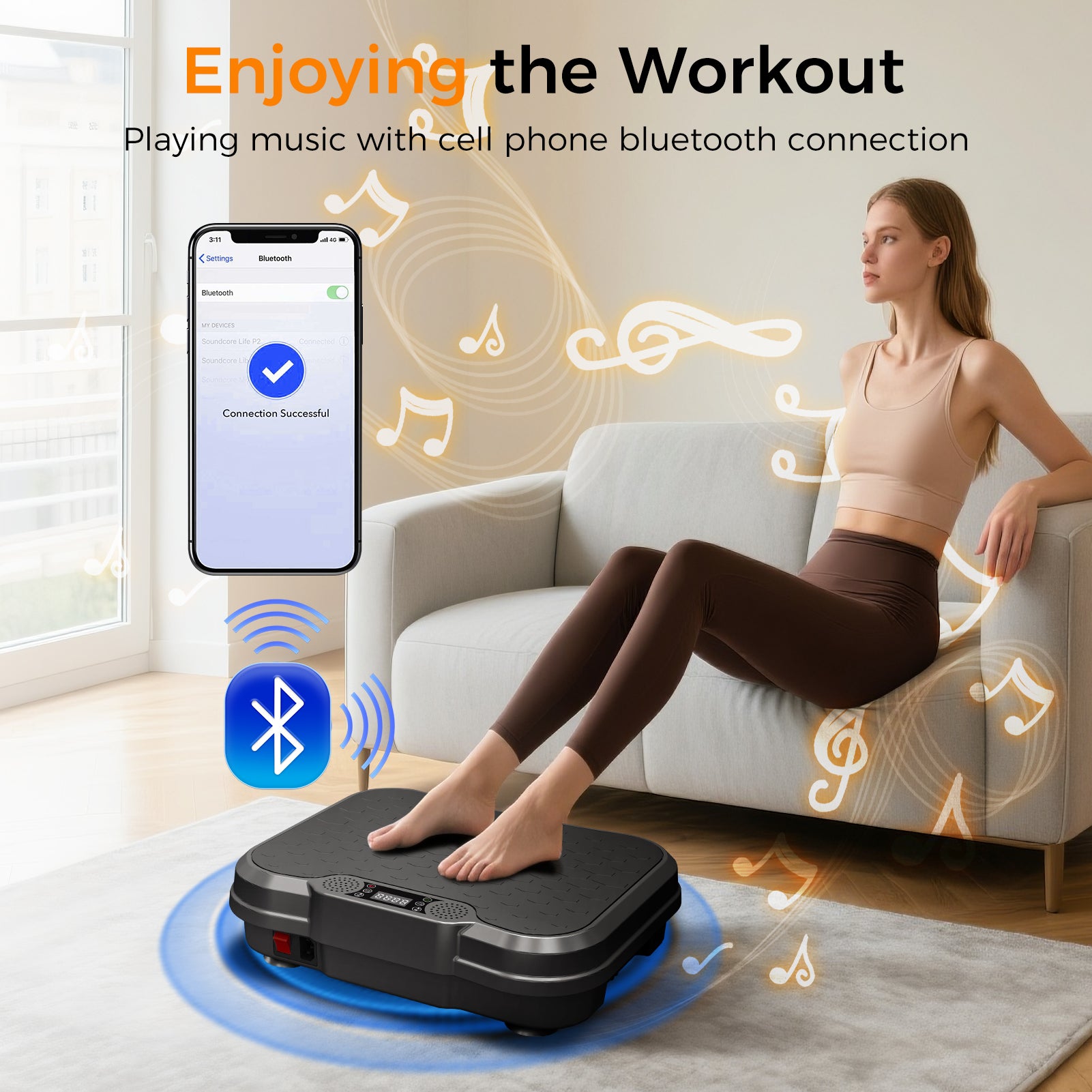 Vibration Plate Fat Shaking Machine, Bluetooth Music Function, 330LBS Large Load Whole Body Workout Platform for Weight Loss & Body Shaping Home Fitness Equipment