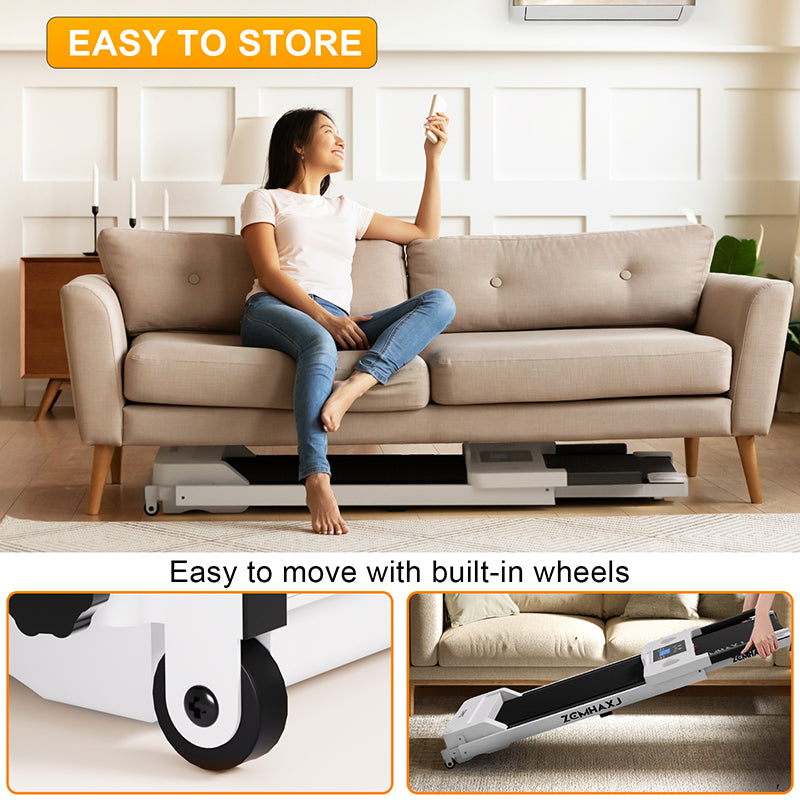 Portable household electric folding treadmill with handle (capacity 300 pounds), walking pad treadmill, walking pad with LED display