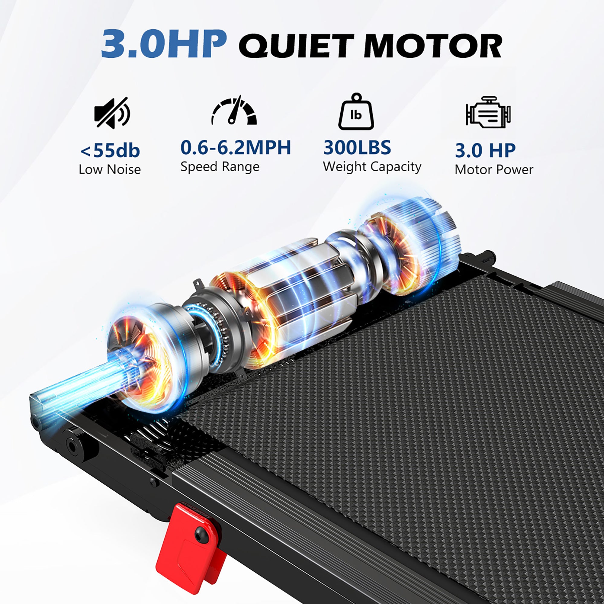 Tomile Foldable Electric Treadmill for Home, 3.0 HP Portable Treadmill with Incline for Running Exercise, 300 lb Capacity