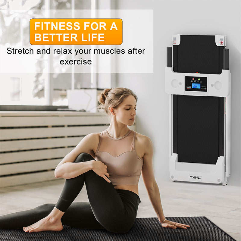 Portable household electric folding treadmill with handle (capacity 300 pounds), walking pad treadmill, walking pad with LED display