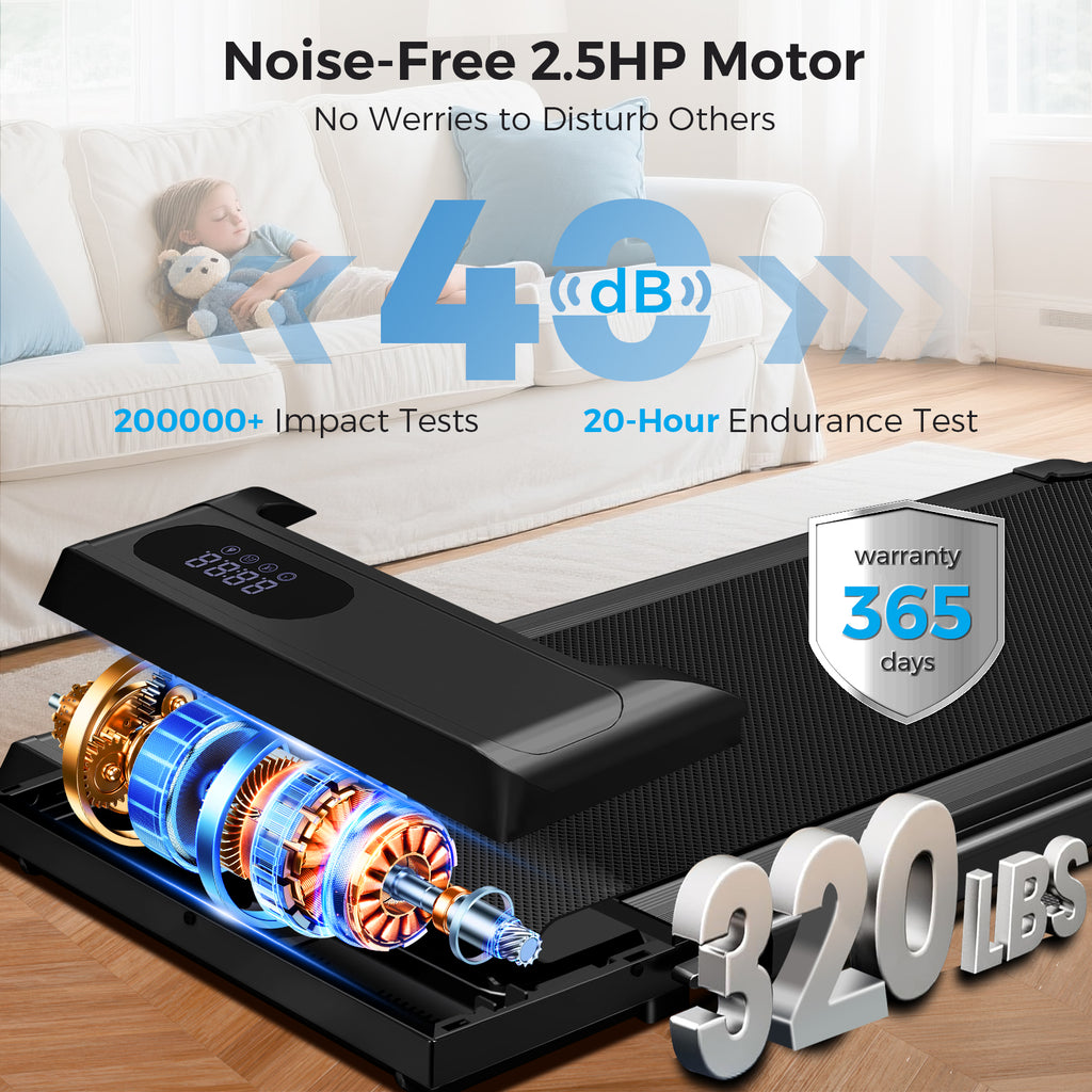 Tomile Walking Pad for Home/Office, Folding Treadmill 2.5HP, Under Desk Treadmill with Remote, 320 lbs Weight Capacity