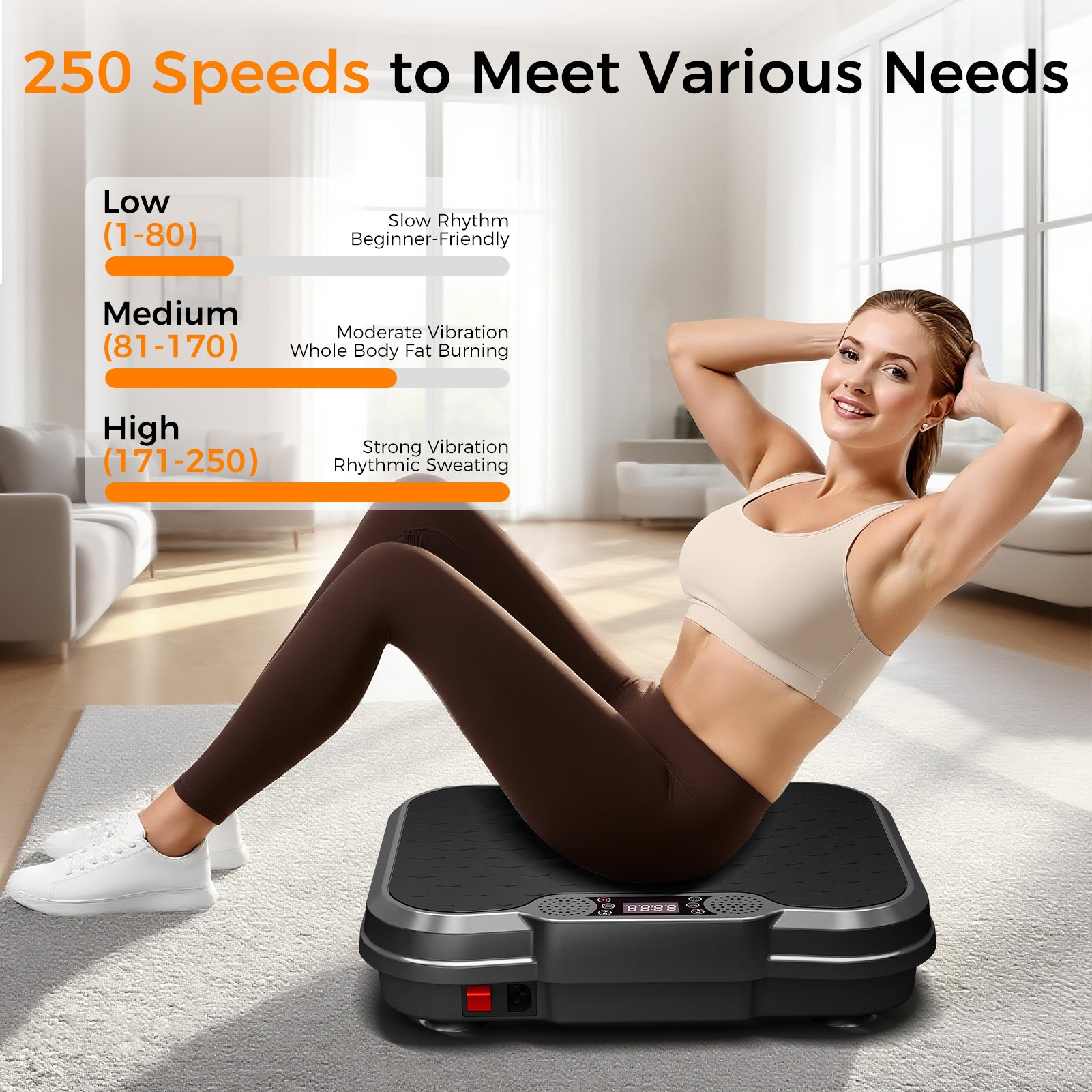 Vibration Plate Fat Shaking Machine, Bluetooth Music Function, 330LBS Large Load Whole Body Workout Platform for Weight Loss & Body Shaping Home Fitness Equipment