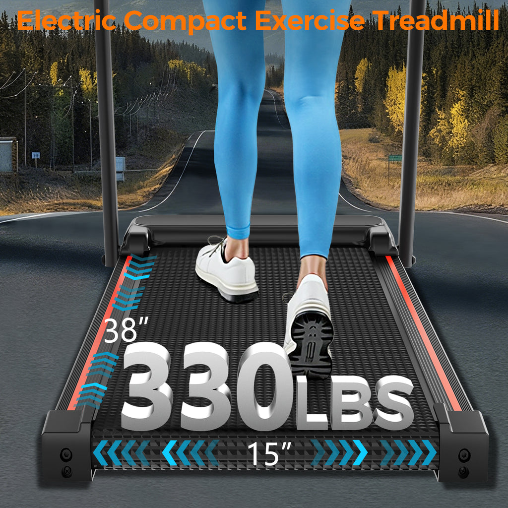 Space-Saving Folding Treadmill, Incline & Sturdy Handrails for Family Fitness